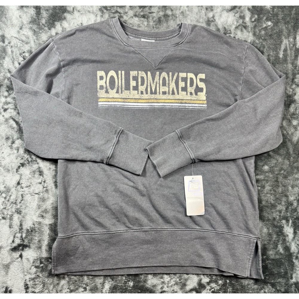 NWT Purdue Boilermakers Women's L Sweatshirt Pro Edge Gray NCAA Crewneck